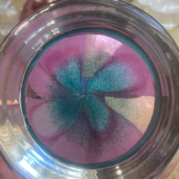 Crystal bowl pink floral design - Picture 3 of 4